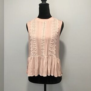 POL Elegant Pink Sleeveless Lace Top